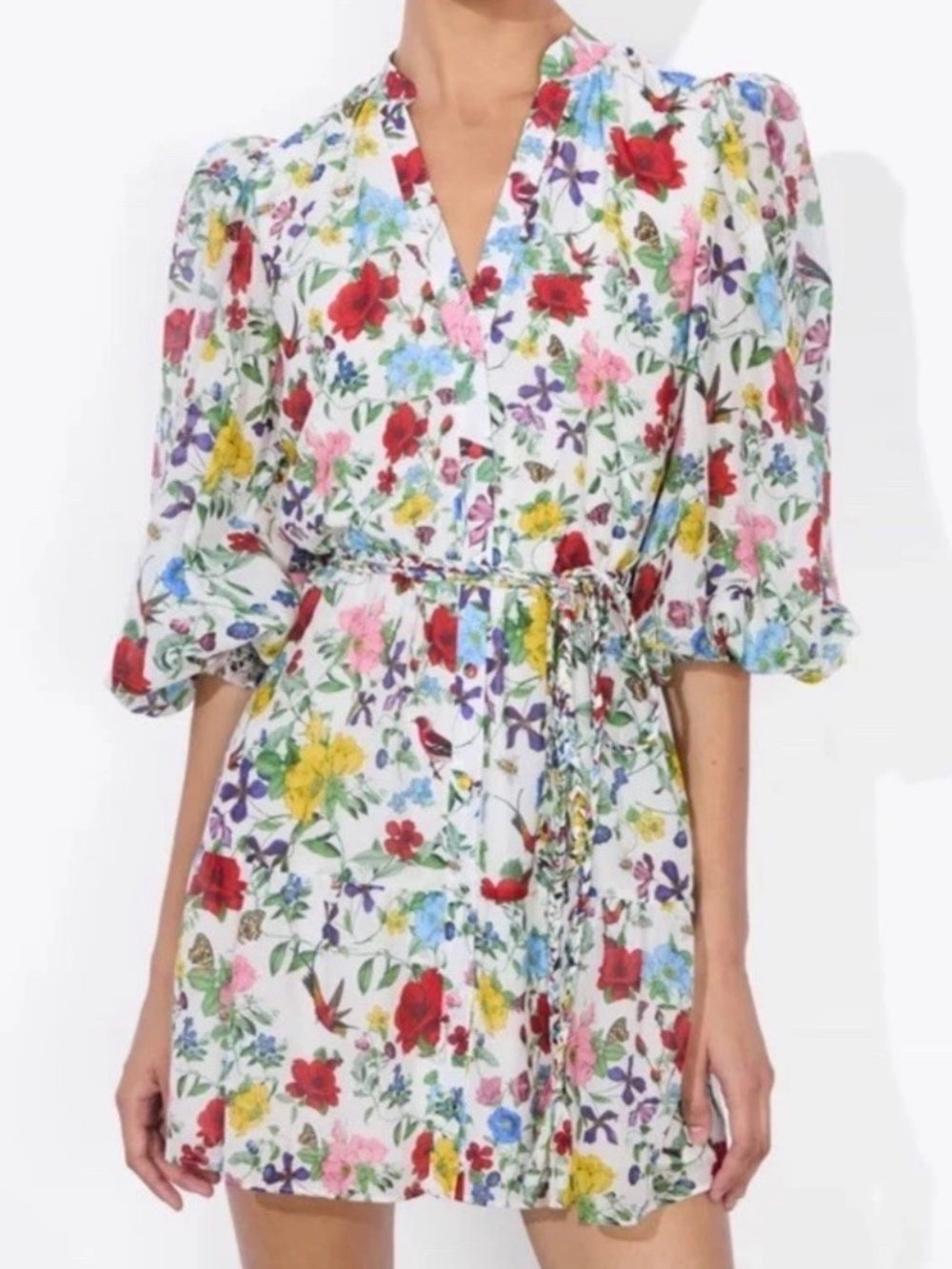 Alice + Olivia Antonette Floral Shirt Dress In Doll House Sz 8 NWT